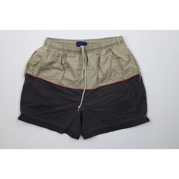 Vtg 90s Streetwear Mens Medium Faded Color Block Lined Shorts Swim Trunks Cotton - Picture 1 of 10